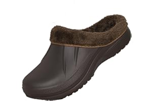 Meidiastra Unisex Faux Fur Lining Clogs: Slip-On Waterproof EVA Garden House Clogs with Fleece-Lined - Winter Warm Anti-Slip Indoor Outdoor Walking Slippers for Mens Womens