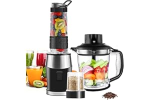 WAWORIO Mixer Smoothie Maker, 700 Watt Standmixer Smoothie Mixer, Multifunktion Smoothiemaker/Fleisch Zerkleinerer/Ice Crusher/Kaffeemühle mit 570ml Sport-Flasche BPA frei Tritan