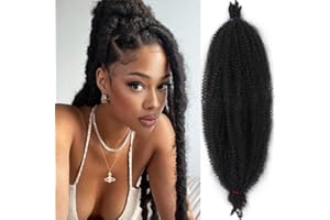 Leeven 30 Zoll Springy Afro Twist Hair for Marley Locs 8 Packs Pre-Fluffed Popping Springy Twist Crochet Hair for Distressed Locs Pre-Separate Afro Kinky Curly Marley Braiding Hair Extensions /1B#