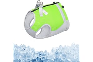 PetSmiler Gilet Refrigerante Cane - Cappottino Refrigerante con Zip per Cani, Gilet Rinfrescante Cani per Giornate Estive Calde, Giubbotto Refrigerante per Cani Taglia Media Grande, Verde S