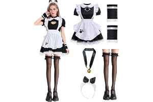 YushengTai French Maid-cosplayklänning, klassisk pigdräkt, för jul och halloween