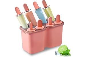HOMQUEN Stampi Per Ghiaccioli, Stampo Per Ghiaccioli da 8 Pezzi, Stampo Per Gelato a Rilascio Facile Riutilizzabile Per Bambini, Molte Forme, Stampi Per Ghiaccioli Fatti in Casa (8 Cavità-Rosa)