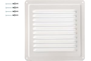DEMLOU Biała Kratka Wentylacyjna Metalowa – Stal Ocynkowana Malowana Proszkowo RAL 9016 – Dyfuzor Powietrza na Ścianę lub Drzwi – Do Wnętrz i Zastosowań Zewnętrznych. (18 x 18 cm)