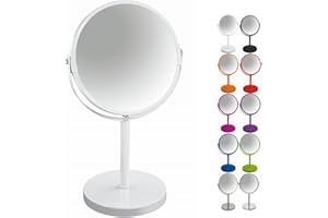 Spirella Okrągłe obrotowe lusterko do makijażu i golenia, metal, biały, 17 x 17 x 27 cm