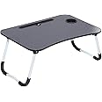 Folding Bed Laptop Table Tray Lap Desk Notebook Stand with ipad Holder Cup Slot Adjustable Anti Slip Legs Foldable for Indoor Outdoor Camping Study Eating Reading Watch Movies on Couch Sofa Floor