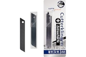 LUTZ BLADES exactly - Cutter da 18mm, extra affilate, 10 pz, lame di ricambio in acciaio al carbonio di in Solingen, lame di ricambio estremamente affilate, lame di ricambio per pellicole, pelle, Nero
