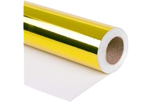 RUSPEPA Papier D'Emballage En Métal Doré - Papier De Couleur Unie, Idéal Pour Les Cadeaux De Mariage, Anniversaire, Noël Et Baby Show - 76 CM X 10 M