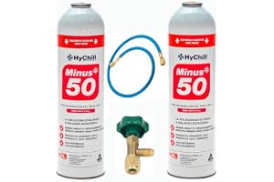 REPORSHOP - 2 x ekologiska Minus 50 375 Gr gasflaskor + ventil + ersättningsslang R22 R404a R407C R502 ekologisk