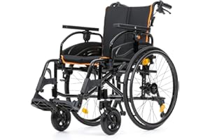 REHASHOP Rollstuhl Tiger Reiserollstuhl Zusammenklappbar Viele Verstellmöglichkeiten Größe 45 cm