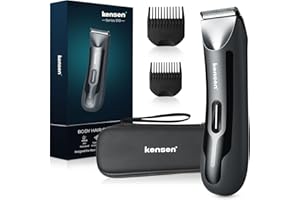 kensen Golarka intymna dla mężczyzn, golarka do ciała dla mężczyzn, golarka do okolic intymnych, trymer do ciała, trymer do ciała, z oświetleniem LED, wodoszczelna, IPX7, czas pracy na mokro i sucho,