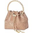DJBM Women Full Diamonds Bucket Handbag Rhinestone Clutch Purse Evening Clutch for Women Party Prom Cocktail Wedding
