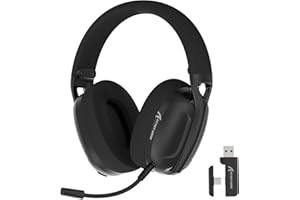 HOOPOND Cuffie da gioco leggere over-ear,connessione cablata/Bluetooth/wireless 2.4G,audio surround stereo a 5.1 canali,microfono plug-in,batteria ricaricabile,adatte per PC/Mac/laptop/PS5/telefono-Nero
