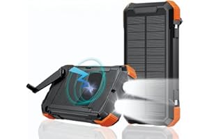 XITAIAN Banco de energía Solar 20000 mAh, Cable Incorporado de Carga inalámbrica, Doble Faro, Paneles solares Desmontables