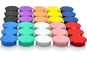 PYJLBX Calamite Potenti Calamite Frigorifero,30 Pezzi Magneti Calamite Piccole Calamita Colorati Magnete Potente Rotonde, Calamite per Lavagna Magnetica, per Frigo, Lavagne, Calendari (10 Colori)