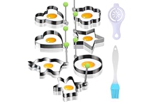 Galerie SV 7 Pezzi Stampo per Frittata,Stampo Per Frittata In Acciaio Inossidabile Con Separatore di Albume Con Pennello per Olio di Silicone,Anello per Uova per Cucinare Uova Fritte Pancake