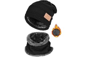 heekpek Gorro Invierno Hombre con Bufanda, Calentar Sombreros Gorras Beanie de Punto Gorro y Bufanda Invierno Hombre Beanie con Bufanda