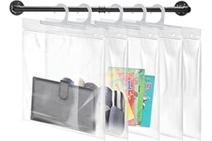TUTATA Hanging Storage Bags 24 Pack, Large Hook 10 x 12.5-inch Clear Plastic Bags for Classroom, Library and Pharmacy Use
