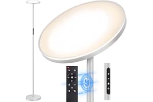 OUTON Lámpara de Pie LED Regulable, Control Remoto Magnético y Control en el Poste, 30W 2400lm, 4 Temperaturas de Color, Función de Temporizador y Memoria,Gris