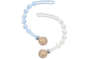 Catenella Portaciuccio, Skaaisont 2 Catenella Ciuccio Alta Tenacità per Ragazzi Ragazze Regalo Nascita Battesimo Baby Compleanno Natale Portaciuccio Silicone (Blu, Bianco)