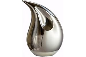 Royal Rapture Cremation Urn for Ashes Human Adult Memorial Funeral Teardrop 8" and 12" Height (12", Silver)