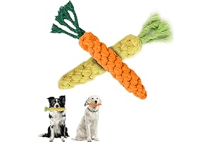 DANCOLOR Tough Dog Rope Toys, 2 Pack Carrot Pet Chew Toys For Aggressive Chewers, 22cm Interactive Dental Teeth Cleaning Rope Dog Toy, Puppy Teething Toys For Small Medium Dogs