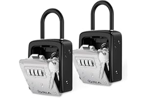 ORIA Cassetta di Sicurezza per Chiavi, 2PCS Cassetta Portachiavi Sicurezza con Gancio Rimovibile, Cassaforte per Chiavi con Combinazione, Lucchetto per Chiavi Resistente alle Intemperie - Grigio