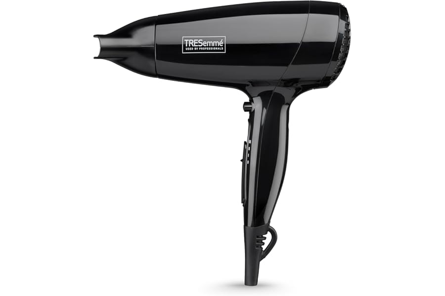 TRESemme Fast Dry 2000W Hair Dryer - Super Compact & Lightweight, Quick Drying, 3 Heat & 2 Speed Settings Plus Cool Shot, Black, 9142TU