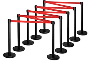 Stagecaptain PLS-200B Absperrständer Personenleitsystem 5 Paar (10 Stück Absperrpfosten, Hotel, Ausstellung, Flughafen, Vip, roter Teppich, Absperrband rot) schwarz
