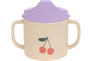 LÄSSIG Tazza per bambini con manico e coperchio rimovibile 150 ml/Sippy Cup Happy Fruits Cherry