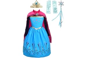 Lito Angels Costume da Incoronazione con Mantello Regina Elsa per Bambina, Vestito da Festa di Compleanno