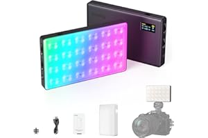 SMALLRIG Led Videoleuchte RGB, 5000mAh Fotolicht mit OLED-Bildschirm, Cold Shoe Mount und Diffusor, 1500Lux@0.3m 2500K-8500K Ganzmetallkamera-Dauerlicht mit 12 Lichteffekte, RM120-3808