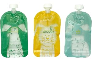 Badabulle Lot de 15 Gourdes Réutilisables pour Bébé & Enfant, Graduées 150 ml, Gourdes pour Compote ou Purée, 100% Hermétiques, Sans BPA, Surface Réinscriptible pour Noter la Recette