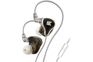 Yinyoo KZ ZAS 7BA+1DD HiFi-Kopfhörer, In-Ear-Monitor, KZ-Hybrid-Treiber, Metall-Kopfhörer mit HD-Mikrofon, hervorragende Bass-Ohrhörer mit 2-poligem 0,75 mm abnehmbarem Kabel (schwarz, mit Mikrofon)