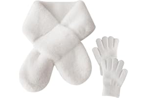 SwirlColor Schal & Handschuh-Sets Für Mädchen, Nette Plüsch Thermische Schal und Handschuhe für Mädchen Kinder Winter Warmes Zubehör Set Gealtert 3-8
