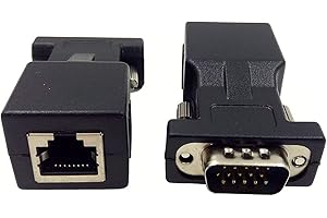 HAOKIANG Halokny VGA Extender Over Ethernet Adapter, VGA 15 Pin Male to CAT5 CAT6 RJ45 Female Network Cable Extender Connector Adapter(2-Pack)