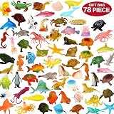 Animales marinos de juguete que incluyen 2 corales, 8 algas y 68 animales del océano no repetidos, como pulpo, ballena, tiburón, cangrejo, langosta, estrella de mar, etc.