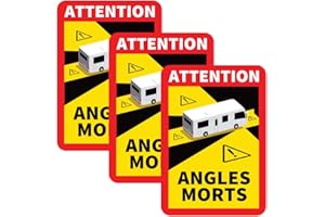 Packwith Pack of 3 Angles Morts Sticker Motorhome Blind Spot Stickers (250 mm x 175 mm) Self Adhesive Waterproof Motorhome Stickers for Heavy Weight Vehicle, Trucks etc