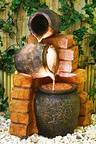 Gartenbrunnen Zimmerbrunnen mit Ölfässern und Beleuchtung