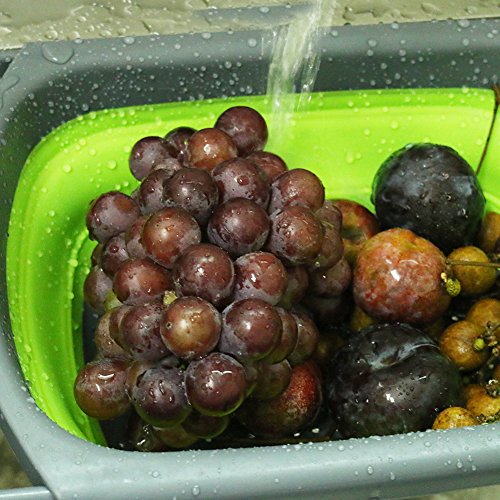 UMEI Küche Sieb Faltbare Wannen Silikon Sieb (rechteck, grün) - 7