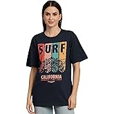 LITZO Women's Letter Print Oversized Loose Fit T-Shirt (L-70-74)