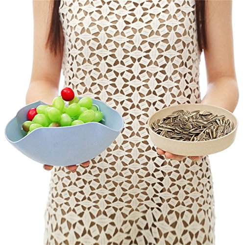 Kasit 2in1 Double Dish Nut Bowl Pedestal Snack Plastic Serving Dishes for Pistachios Peanuts Edamame Cherries Nuts Fruits Candies Olive – Beige - 4