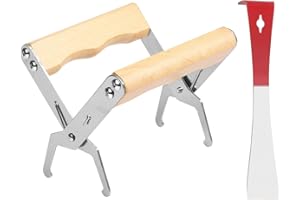 Impugnatura per Telaio Acciaio Inossidabile MONCAP Supporto per Telaio per Apicoltura Clip per Telaio Alveare con Manico in Legno Raschietto per Miele per Apicoltura per Estratto di Miele.