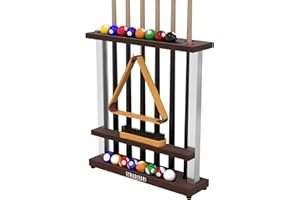 ‎STRADIVARI Stradivari Queueständer Francesca | Für bis zu 6 Queues | Für Verschiedene Längen geeignet | Mit Ball- und Bürstenablage und Dreiecksaufhängung | Standfest, Keine Wandbefestigung nötig