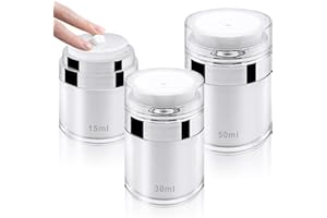 Gemtte 3 sztuki Airless dozownik z pompką, 15/30/50 ml, pojemnik próżniowy do ponownego napełniania, pojemnik próżniowy na krem, pusta butelka z pompką z pokrywką do podróży, użytku domowego