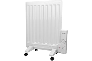 AMOS® 400W Energy Efficient Free Standing Oil Filled Panel Radiator with Adjustable Temperature Thermostat Compact Slim Home Office Electric Heater