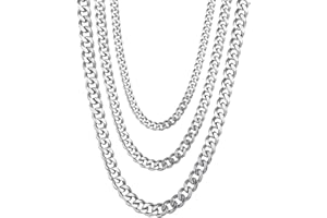 AB Viking Crafts Hochwertige Edelstahl Panzerkette Cuban Chain Farbe silber, Stärke 3/5/7 mm, Länge 18/21/23/45/50/55/60/70 cm in Geschenkbox | Lifestyle HipHop Punk Rock