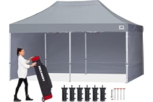 ABCCANOPY Tonnelle étanche Pop-up - 3 x 6 m - Protection solaire - avec 4 Panneaux latéraux + Sac à Main - Gris