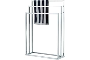 Taylor & Brown 3 Tier Freestanding Towel Rail Rack - Chrome Finish Stainless Steel Bar Rack Bath Towel Holder - Space Saving Cloth Holder Floor Bathroom Towel Organiser (W45 x D21.5 x H84.5cm)