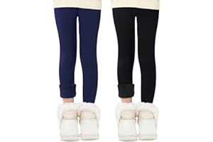 Domee Dziewczęce legginsy termiczne z podszewką, spodnie zimowe, ciepła bawełna, 2 sztuki