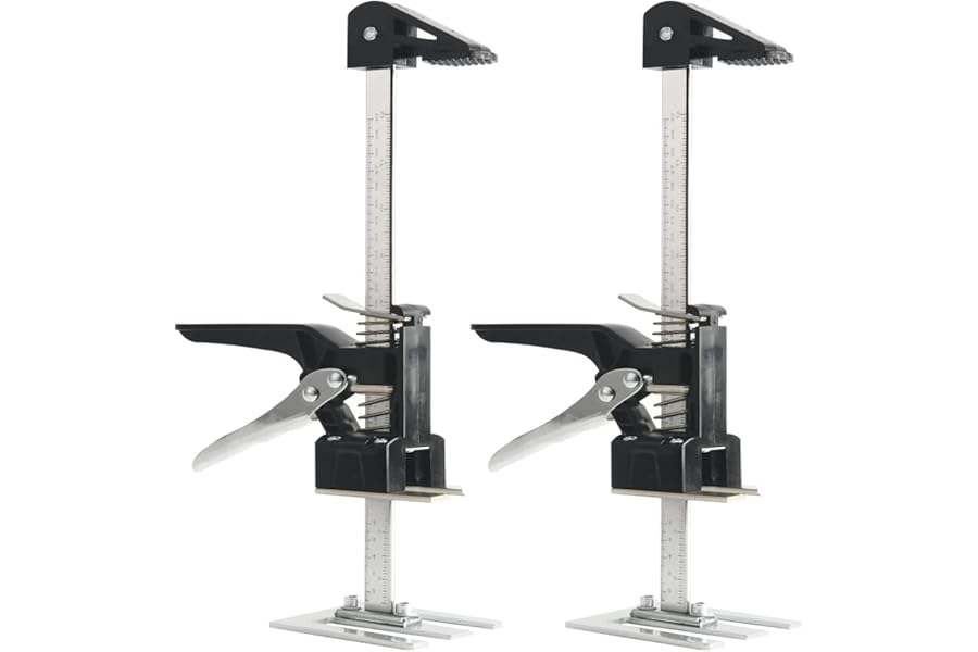 ZMURED Labor Saving Arm 2PC 15.5 Inch Height Regulator Hand Lifting Tool，Lifter Jack for Installing Cabinets Door And Wooden Panel Lifting Cabinet Board Lifter, Upgrade Black Steel 2pc